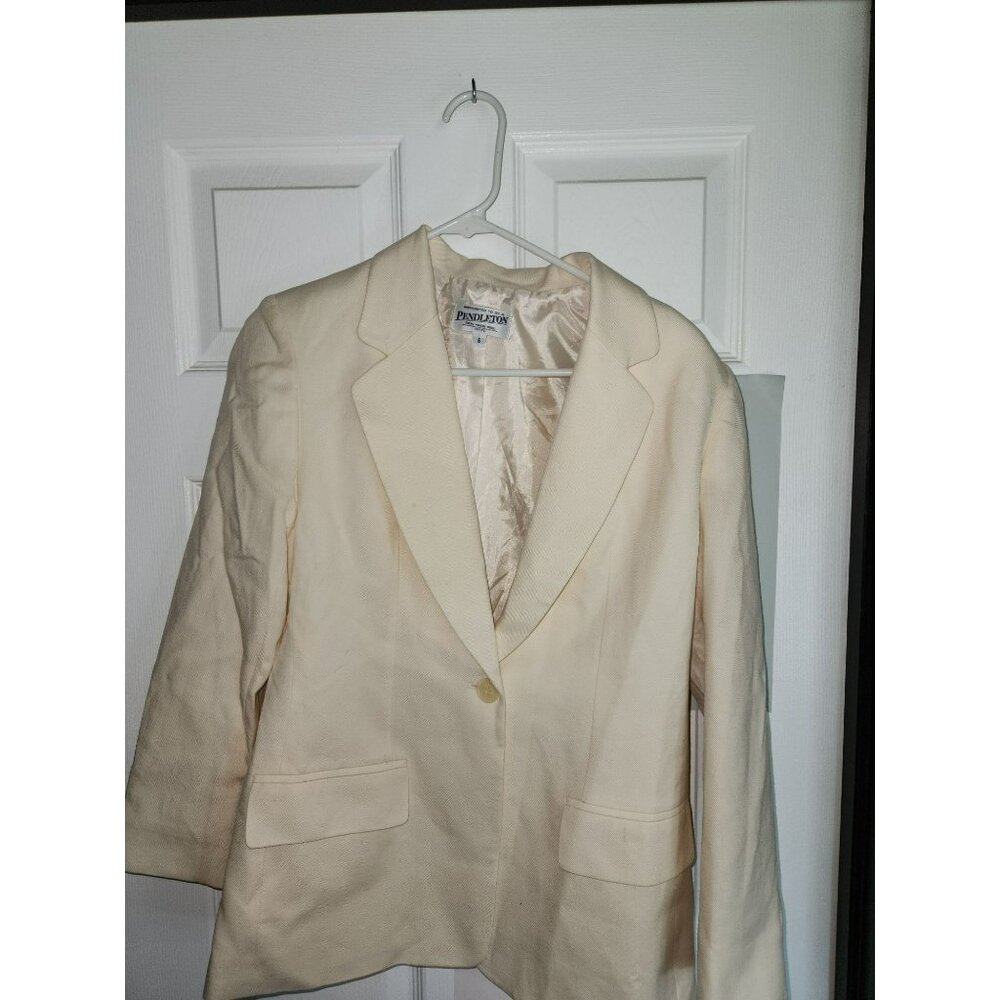 Pendleton Women's Petite 100% Virgin Wool Blazer Size 6 Cream